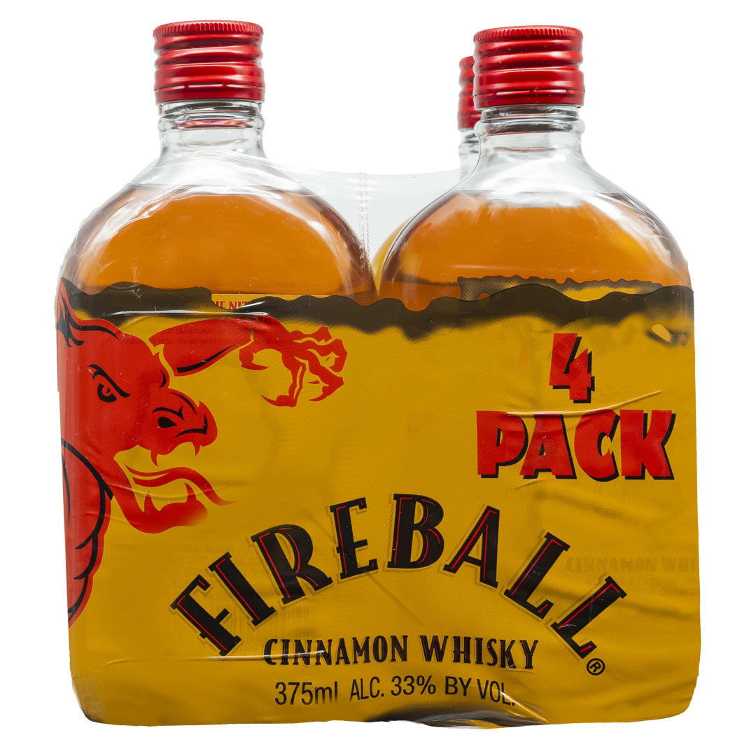 Fireball Cinnamon Whisky 4 Pack 375ml Bottles 66 Proof