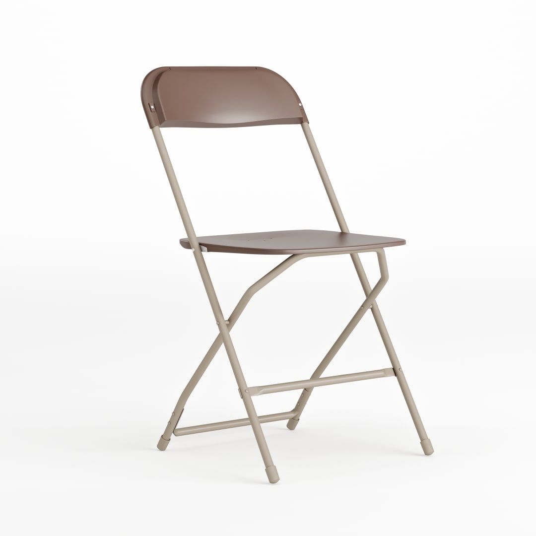 Hercules Series Plastic Folding Chair - Brown - 650LB Weight Capacity Comfortable Event Chair - Lightweight Folding Chair -