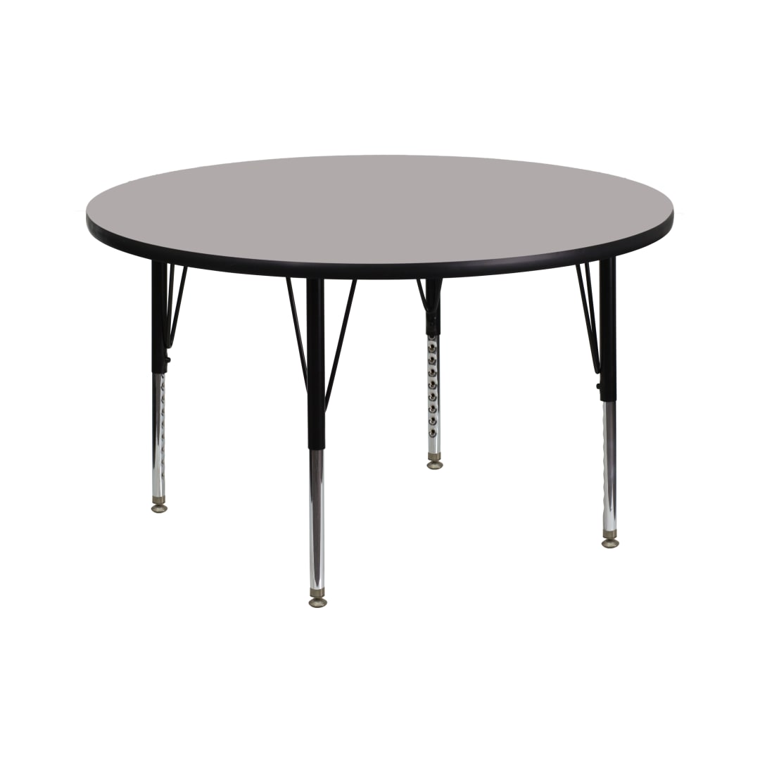 Wren 42'' Round Grey HP Laminate Activity Table - Height Adjustable Short Legs