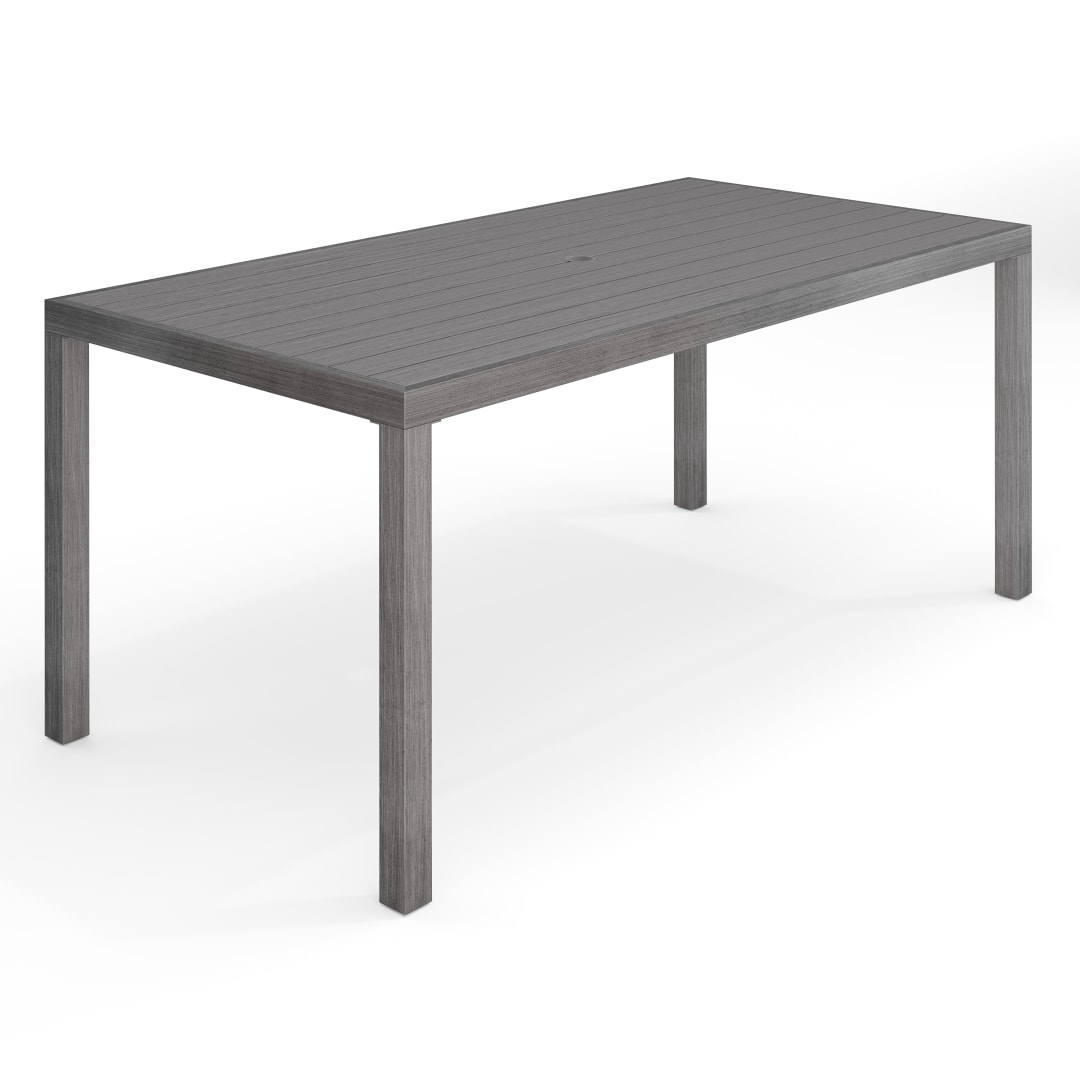 Bedford 71" Indoor-Outdoor Patio Table with Gray Brushed Woodgrain Aluminum Finish