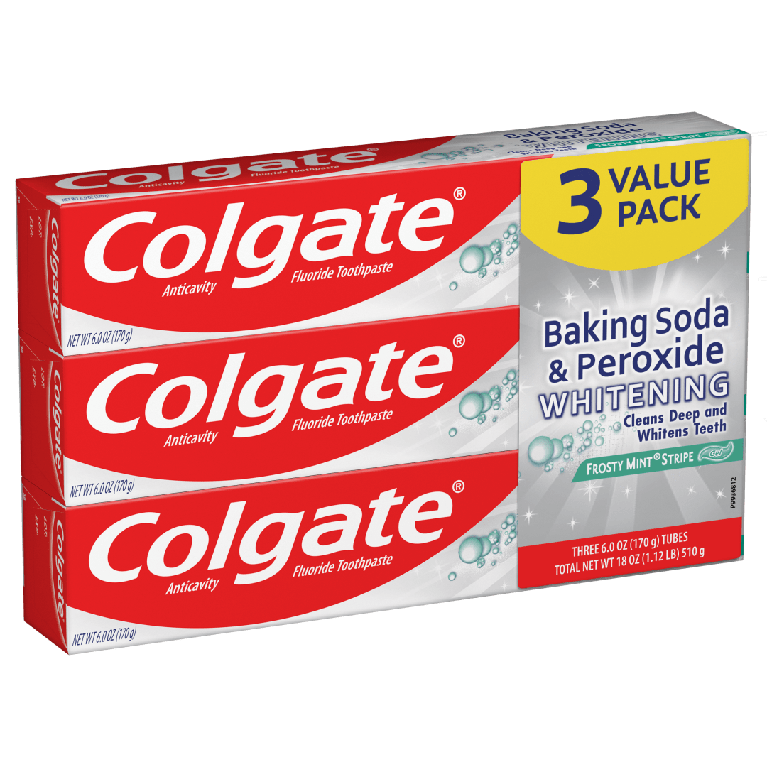 Colgate Baking Soda and Peroxide Whitening Toothpaste, Frosty Mint - 6 ounce (3 pack)