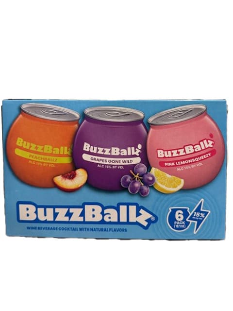 BuzzBallz Fruity Evergreen Wine Based Cocktails 6 Pack 187ml Shot Cups 30 Proof