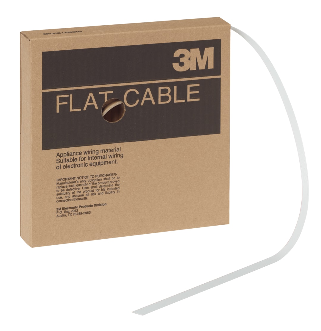 3M™ 3801/10, Flachbandkabel, 10-polig, 3801 Serie, Litzenleiter, 1,27 mm, Grau, 30,5 m/Rolle