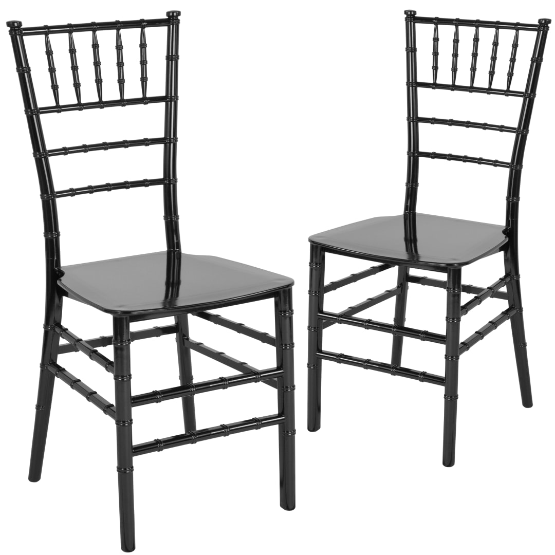 2 Pack HERCULES Series Black Resin Stacking Chiavari Chair