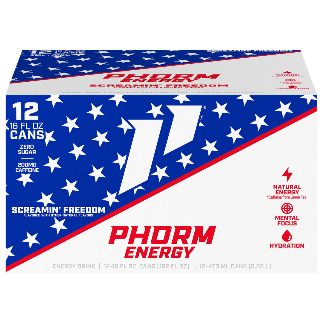 Phorm Energy Screamin' Freedom 12x16 oz Can Suitcase CARRIER - With Perf