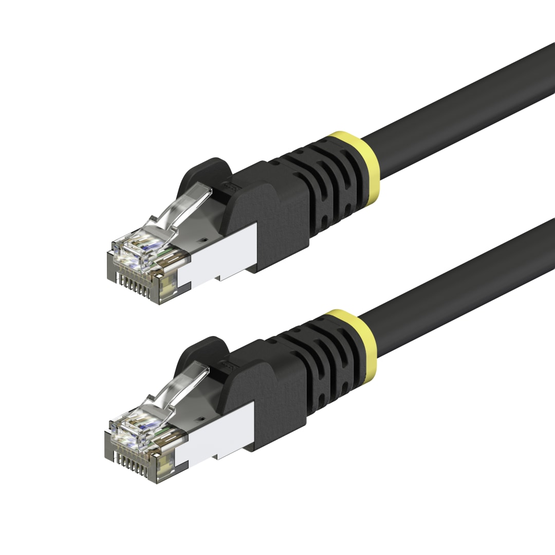 Cat6A Outdoor S/FTP Patch Cable, 23AWG, POE Black, 15m