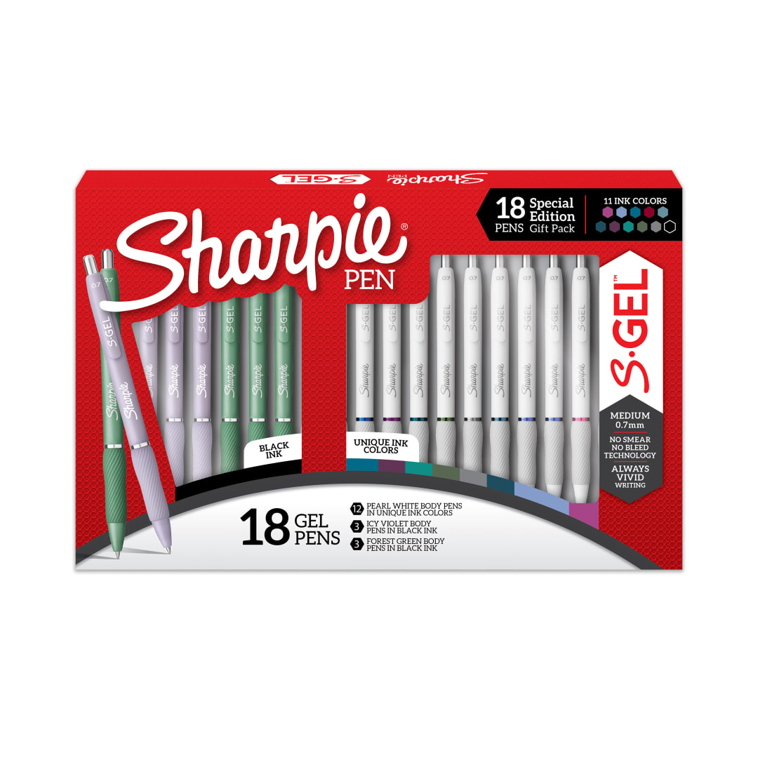 Sharpie® S-Gel Pens Special Edition Pack, Contains 3 Barrel Styles and 11 Ink Colors, 18 Count