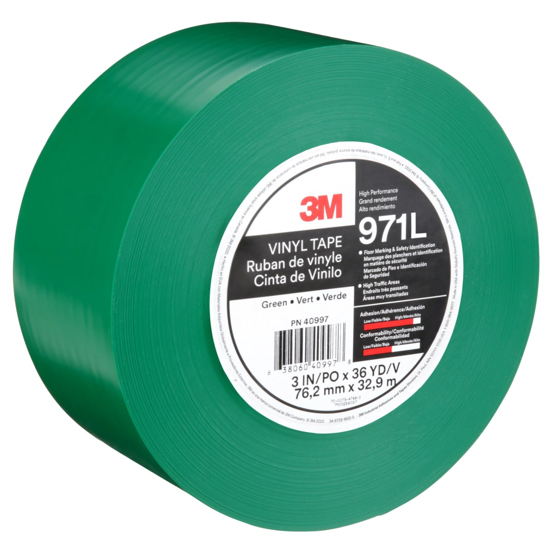 3M™ Dayanıklı Yer İşaretleme Bandı 971L, Green, 76.2 mm x 33 m, 0.43 mm, Individually Wrapped Conveniently Packaged