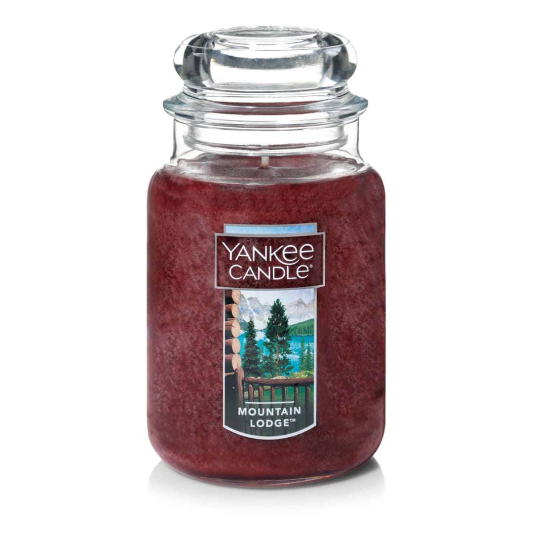 Yankee Candle® Mountain Lodge Scented Classic 22oz Large Jar Single Wick Aromatherapy Candle Over 110 Hours of Burn Time Apothecary Jar Fall Scented for Home