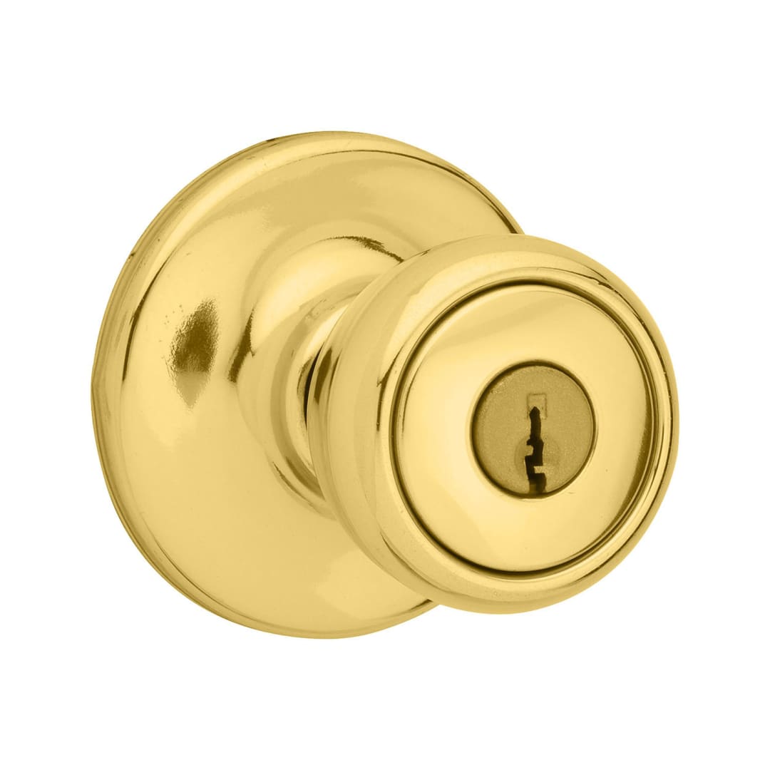 Mobile Home Keyed Entry Knob in Polished Brass