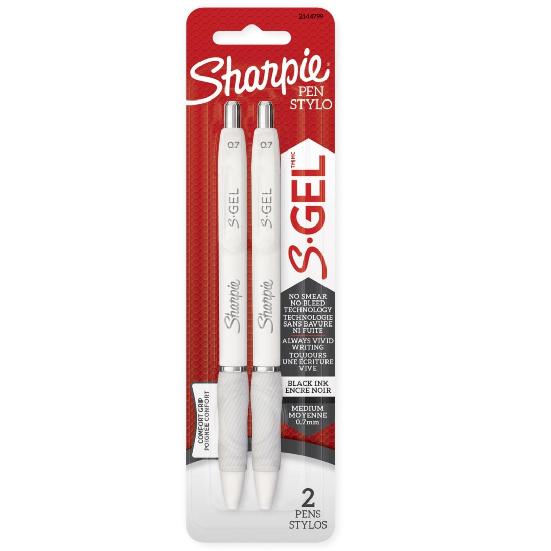SHRP GEL FASH WHT 0.7MM 2CT BLK REPACK