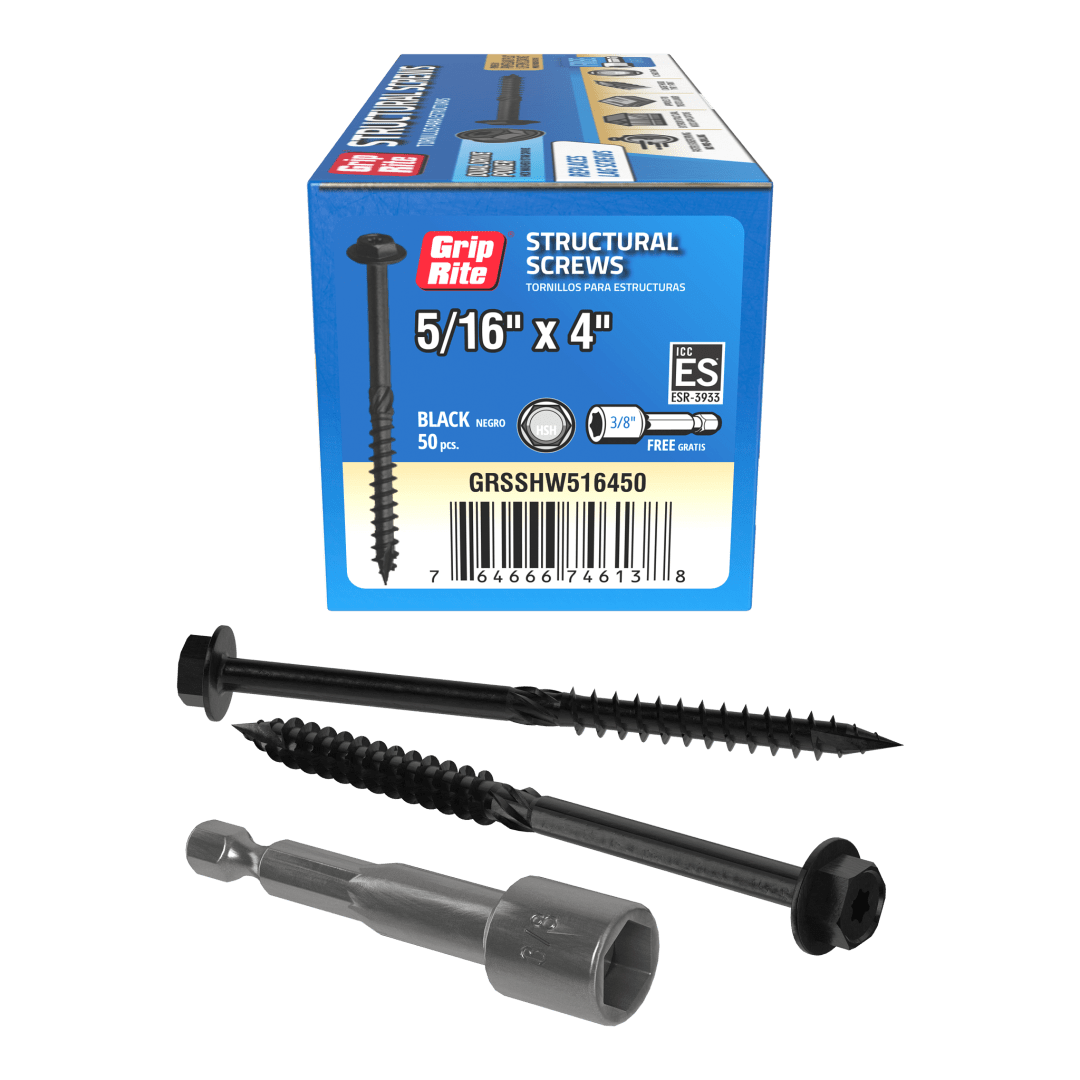 Grip-Rite 5/16 X 4" Gr Structural Scw Hw 50Pc Hand Drive Structural Screws