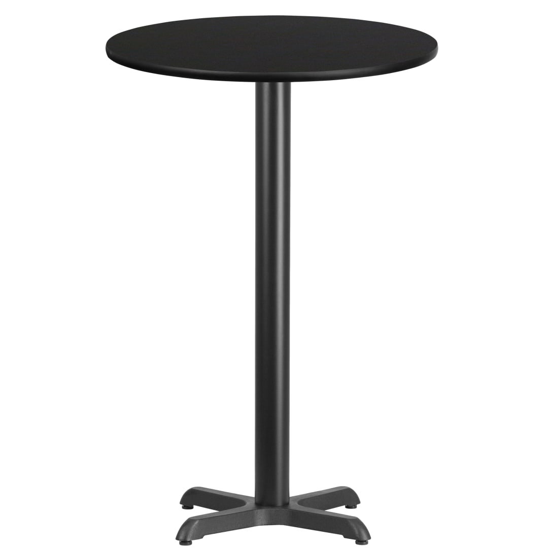 Stiles 24'' Round Black Laminate Table Top with 22'' x 22'' Bar Height Table Base