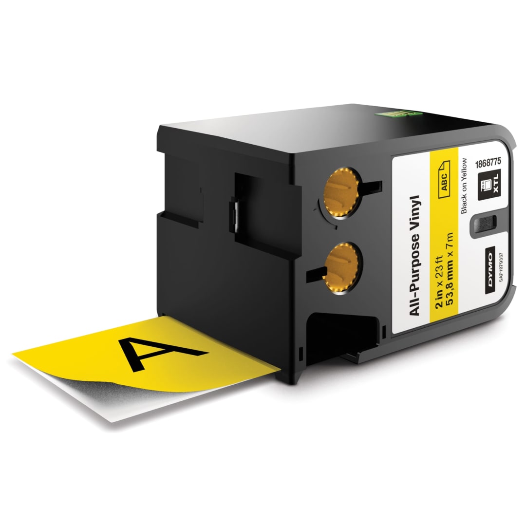 DYMO® XTL All-Purpose Vinyl Labels, 1/2" x 23', Black on Clear