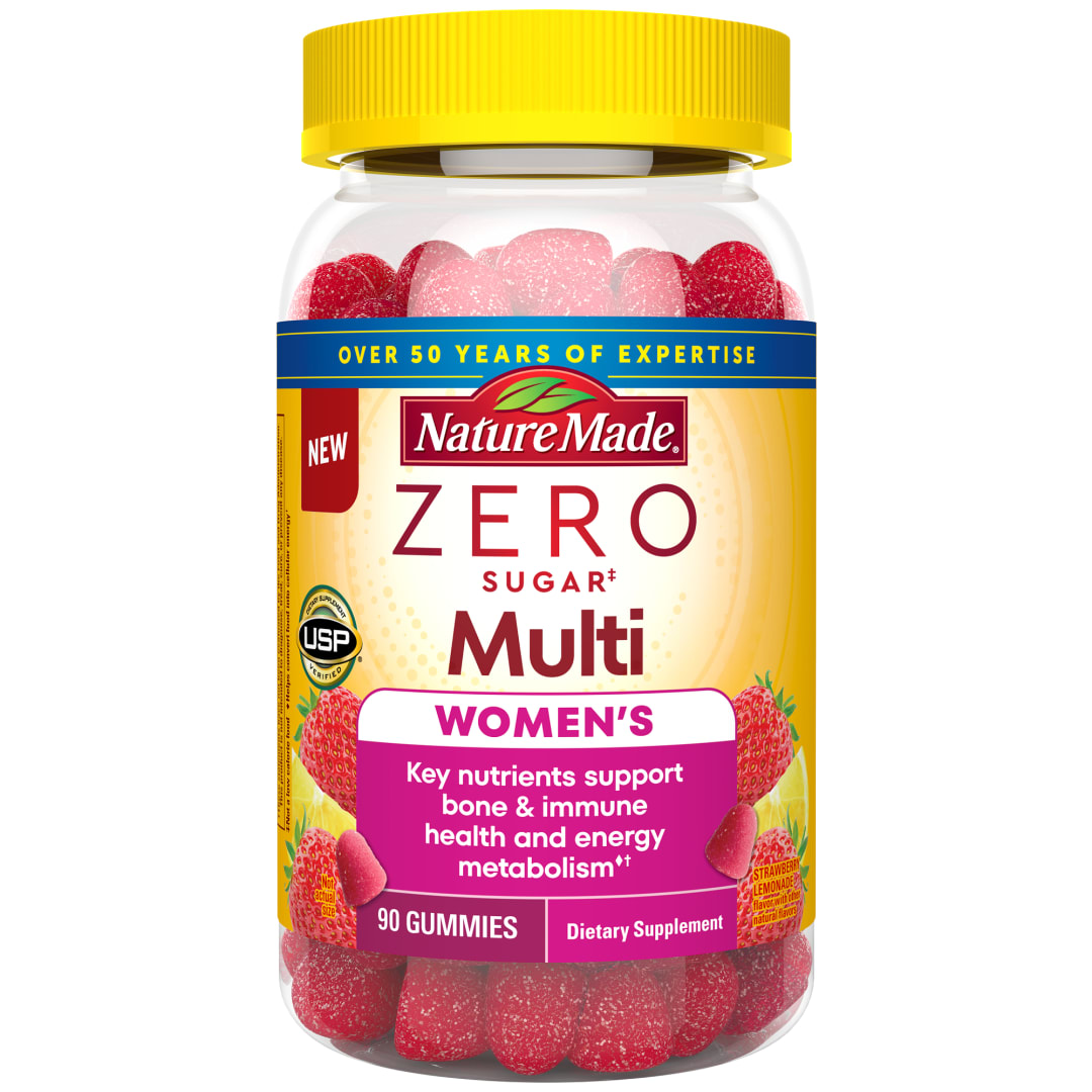 Nature Made Zero Sugar Multivitamin Women's Gummies, Bone & Immune Support, Aspartame Free, 90 Sugar Free Multivitamin Gummies, 45 Day Supply