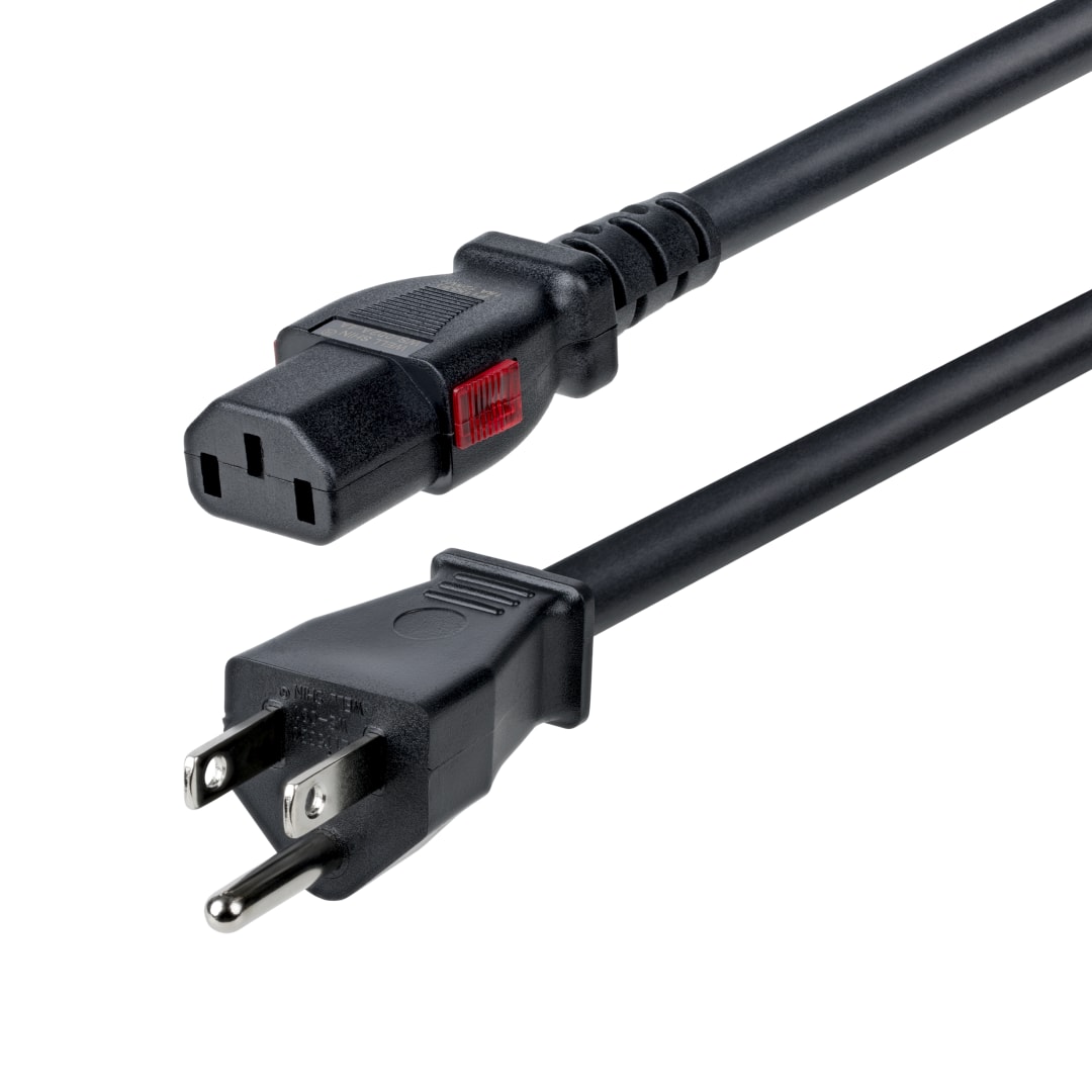 NEMA 5 15P to Locking C13 15A 125V 14AWG 10ft 3m