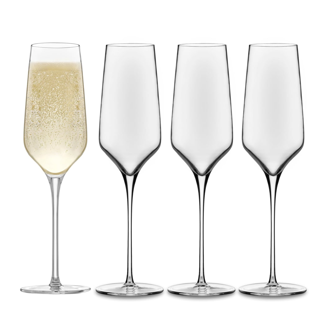 Libbey Signature Greenwich Champagne Flute Glasses, 8.25-ounce, Set of 4