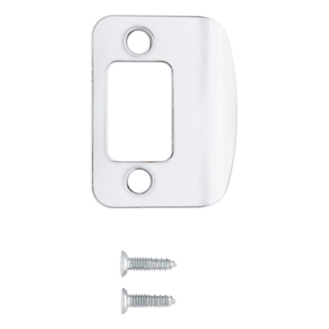 Deadbolt Round Corner Full Lip Strike for Polished Chrome or Satin Chrome Finish