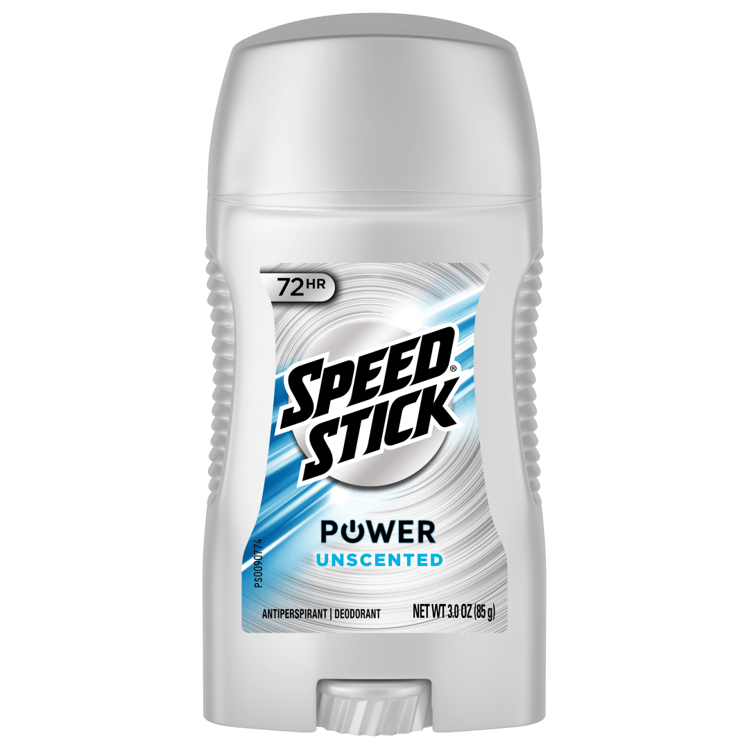 Speed Stick Power Antiperspirant Deodorant for Men, 72 HR Sweat & Odor Protection, Unscented, 3.0 oz Stick (4 Pack)