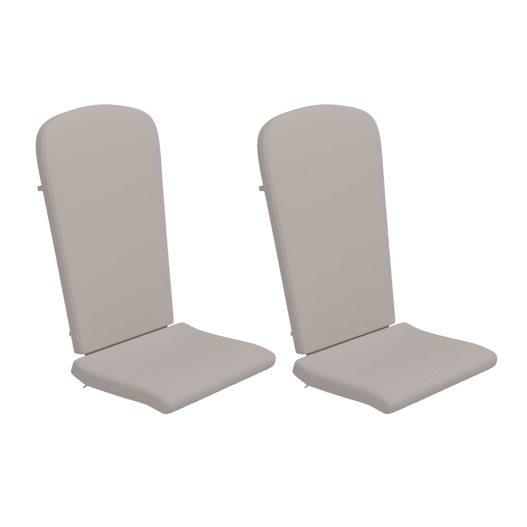 Charlestown Set of 2 All Weather Indoor/Outdoor High Back Adirondack Chair Cushions, Patio Furniture Replacement Cushions - Cream