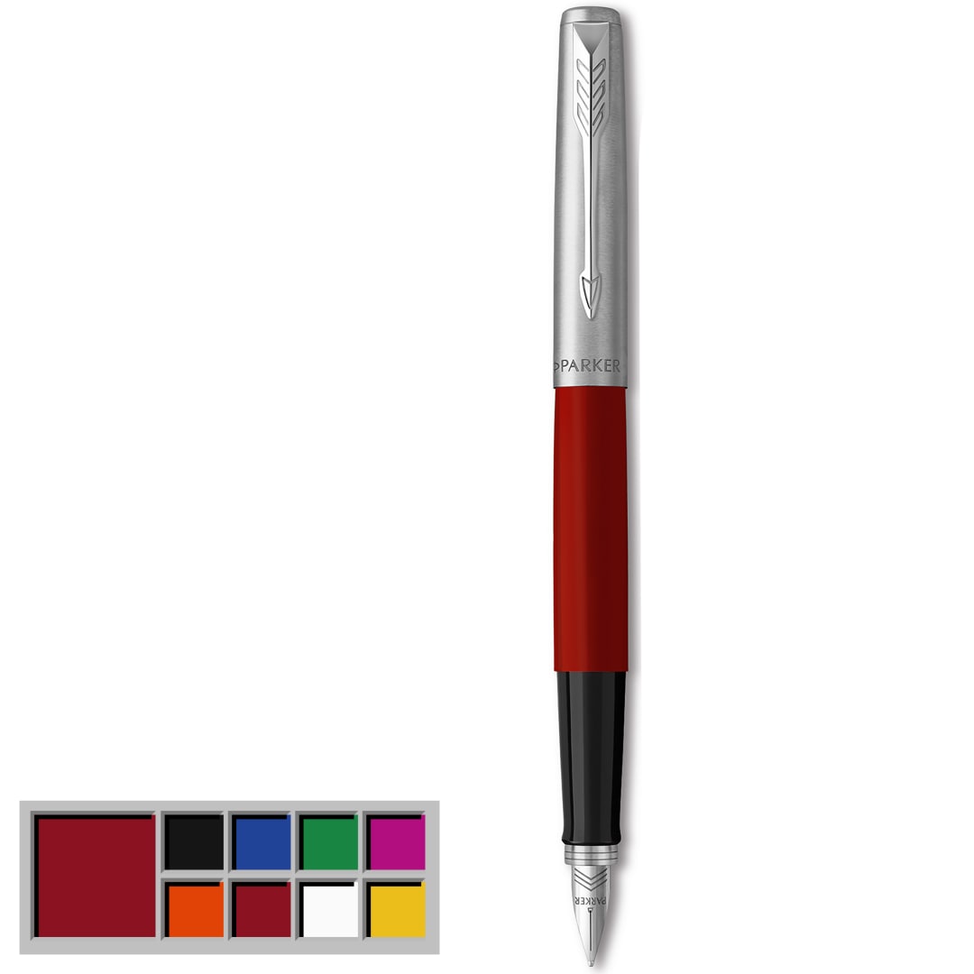 Parker Jotter Originals pluma estilográfica | acabado rojo clásico | plumín mediano | Material escolar | tinta negra y azul