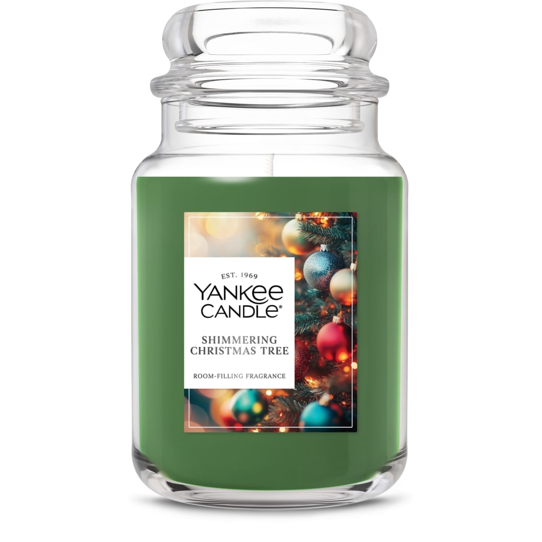 Yankee Candle® Shimmering Christmas Tree Scented Candle, 22oz Large Jar with up to 150 Hour Burn Time, Great for gifting, Holidays