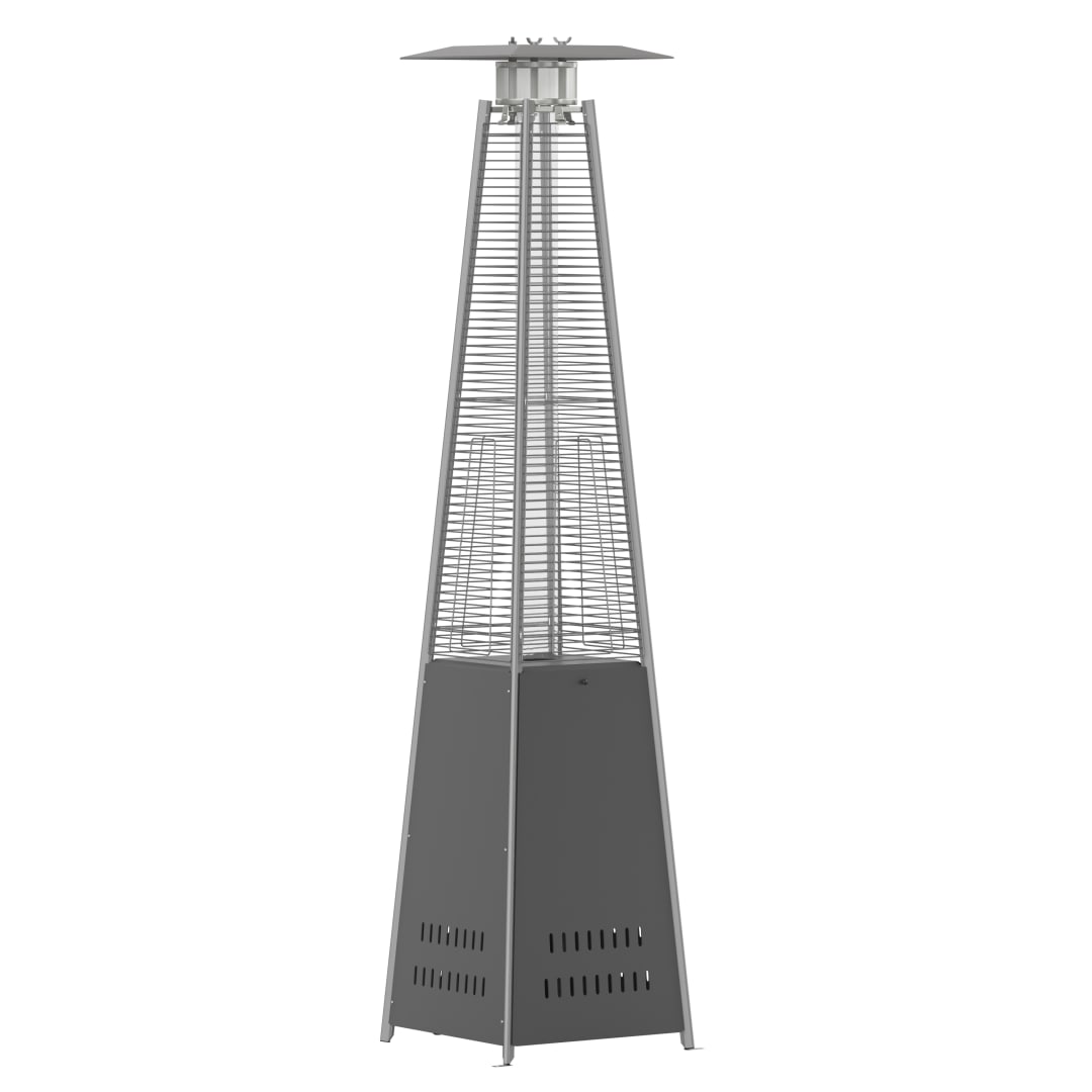 Sol Patio Outdoor Heating-Slate Gray Stainless Steel Pyramid 42,000 BTU Propane Heater with Wheels for Commercial & Residential Use