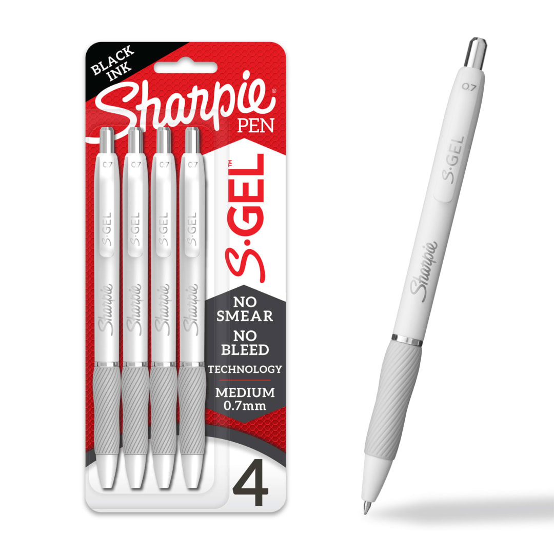 Sharpie® S-Gel, Gel Pens, Medium Point (0.7mm), Black Ink Gel Pens, 4 Count