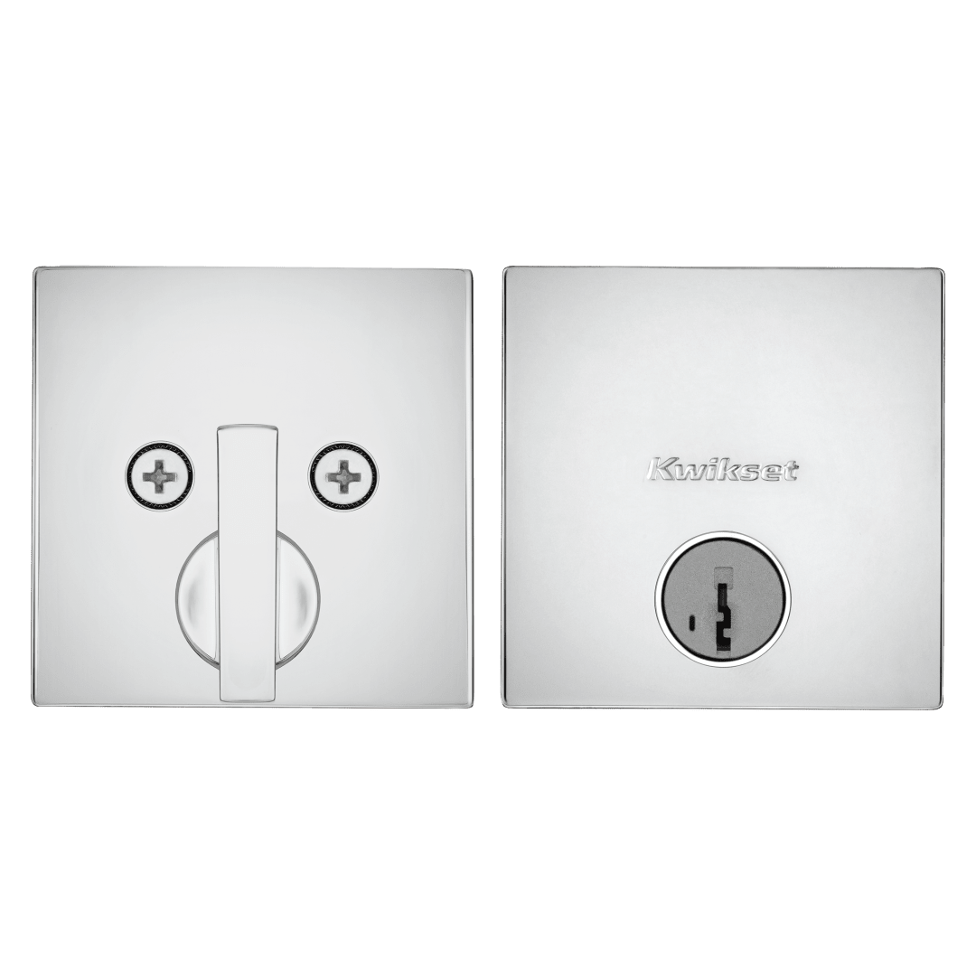 Downtown Single Cylinder Deadbolt in Polished Chrome featuring SmartKey Security