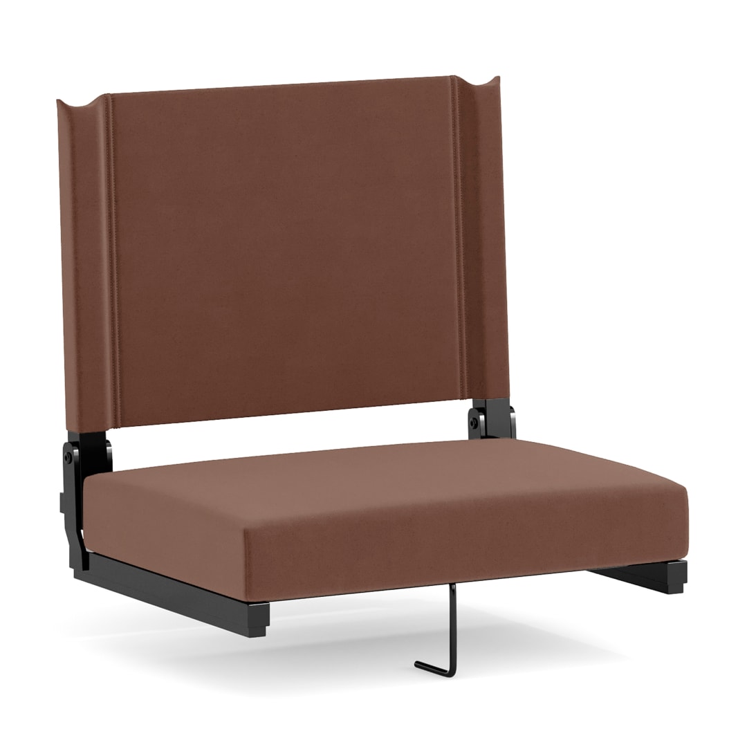 Grandstand Comfort 500 lb Capacity Padded Stadium Chairs, Folding Seats with Handles, Lightweight &amp; Durable, Dark Brown