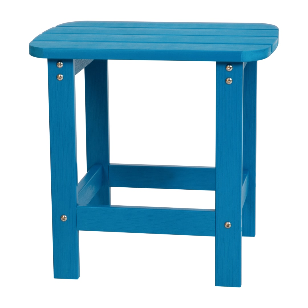 Charlestown All-Weather Poly Resin Wood Commercial Grade Adirondack Side Table in Blue