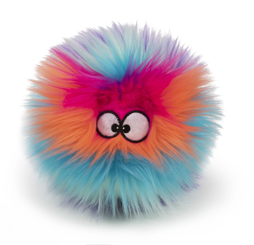 goDog Furballz Squeaky Plush Dog Toy, Chew Guard Technology, Cool Rainbow, Small