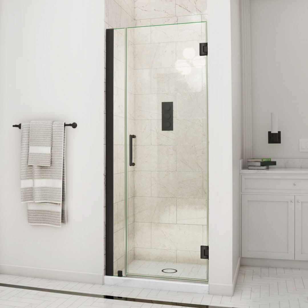 DreamLine Unidoor 36 - 37 inch W x 72 inch H Frameless Hinged Shower Door in Matte Black