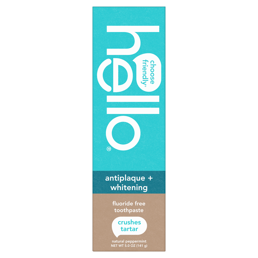 hello Antiplaque and Whitening Fluoride Free Toothpaste, Natural Peppermint, 5 Oz