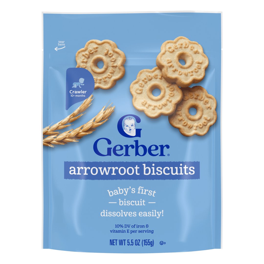 Gerber Arrowroot Biscuits, Snacks for Babies, Arrowroot Cookies, Vitamin E, Finger Foods