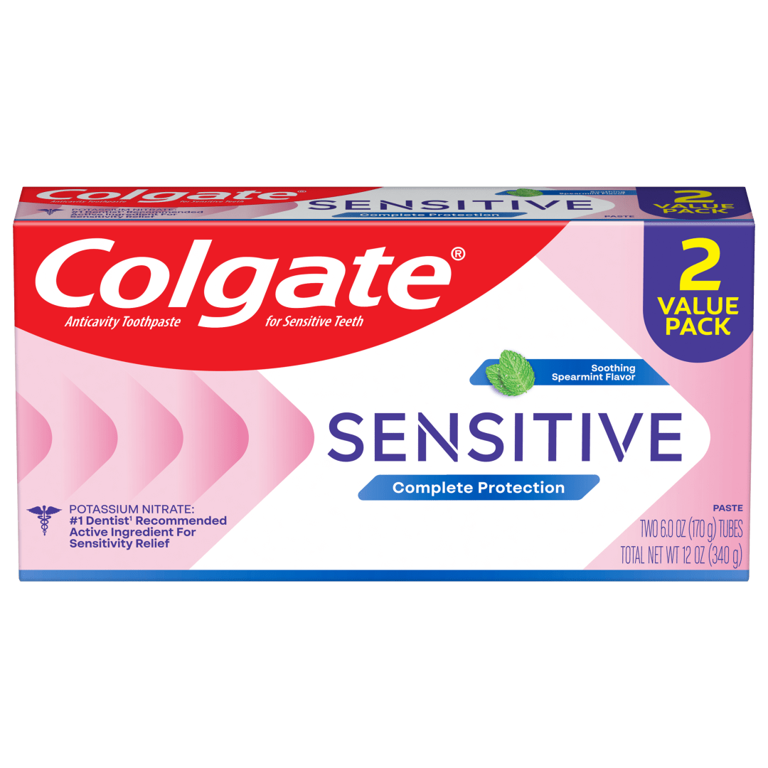 Colgate Sensitive Complete Protection Toothpaste for Sensitive Teeth, Spearmint, 2 Pack, 6 oz