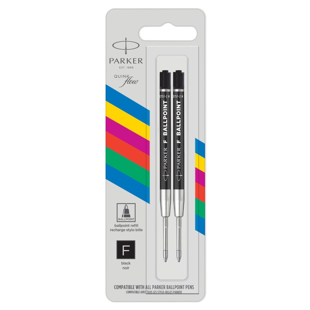 Parker Ballpoint Pen Refills | Fine Tip | Black QUINKflow Ink | 2 Count