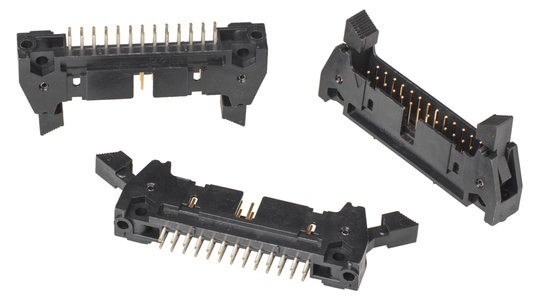 3M™ N3429-6202 RB, Wannenstiftstecker, 180° gerade, 26-polig, 3000 Serie, 2,54 mm, 0,76 µm Au, Schwarz