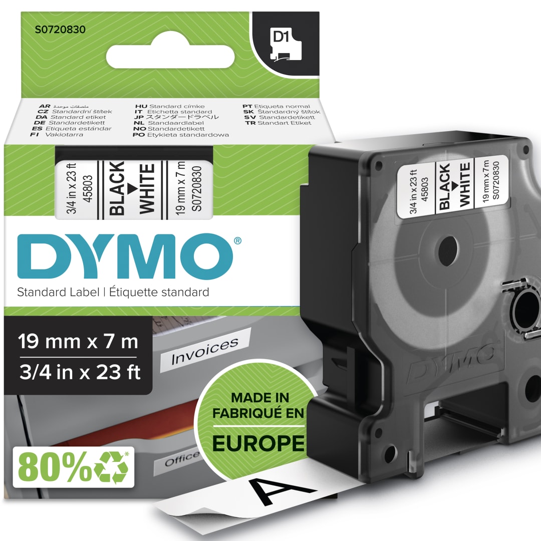 DY D1 19MMX7M BLK/WHT TAPE EU/ANZ