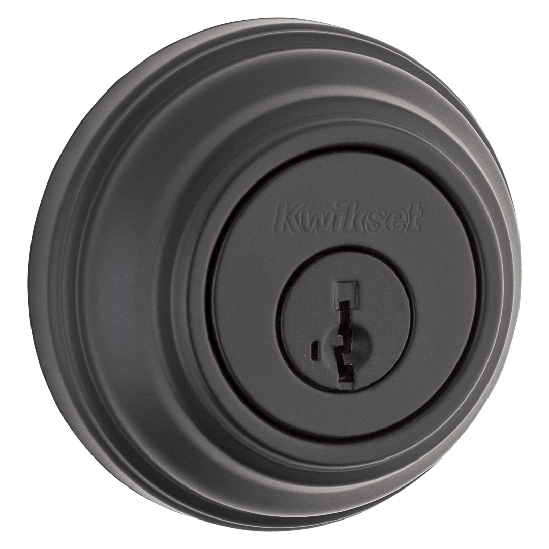 980 Deadbolt, Keyed One Side, featuring SmartKey Security™ in Matte Black