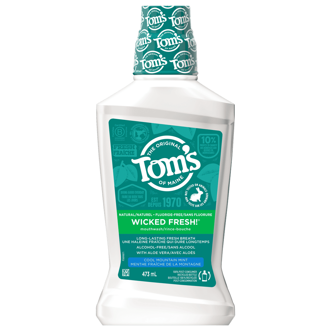Tom's of Maine Wicked Fresh Cool Mountain Mint Natural Fluoride-Free Mouthwash , 473 ml (Pack of 1)