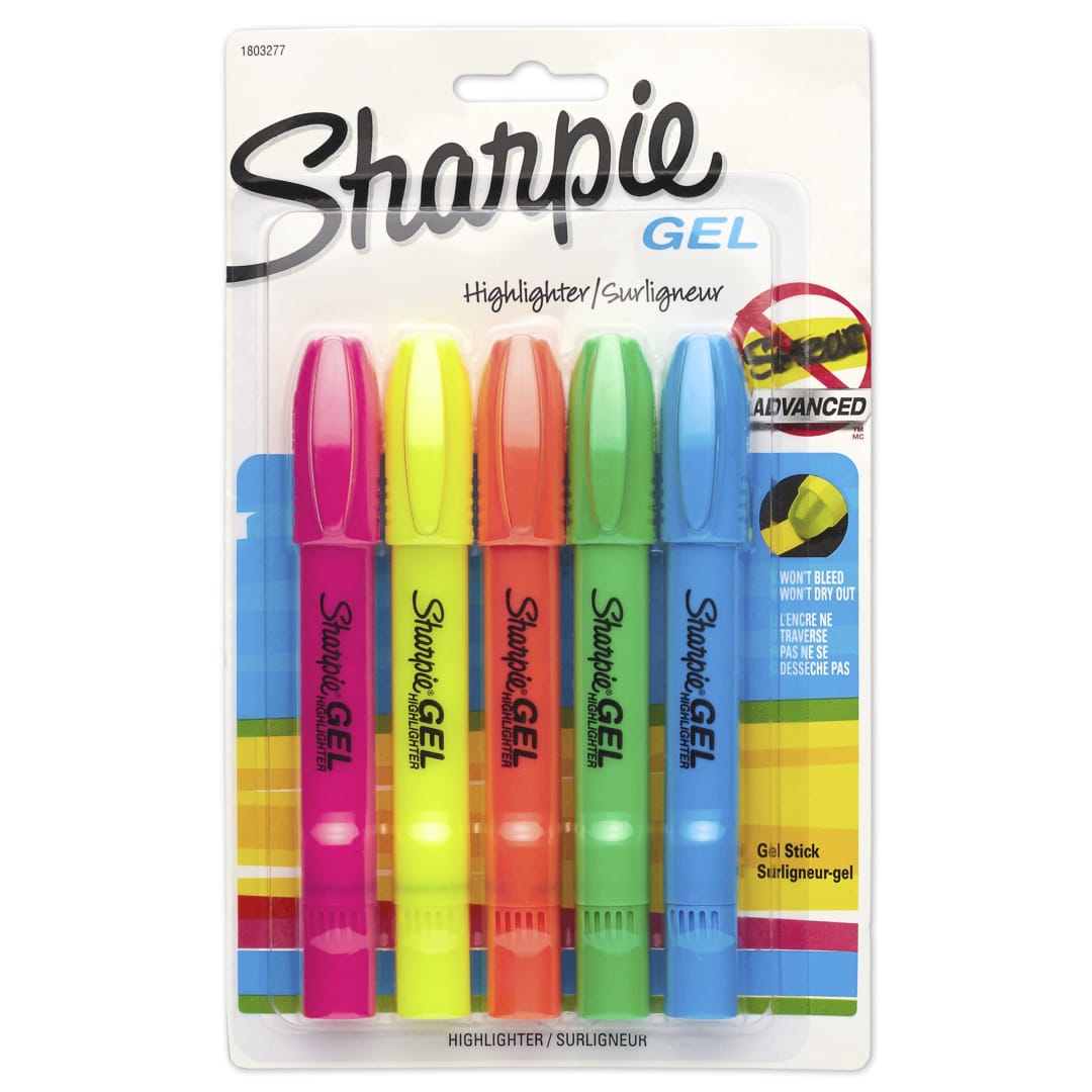 SHARPIE GEL HIGHLIGHTER ASST 5CD