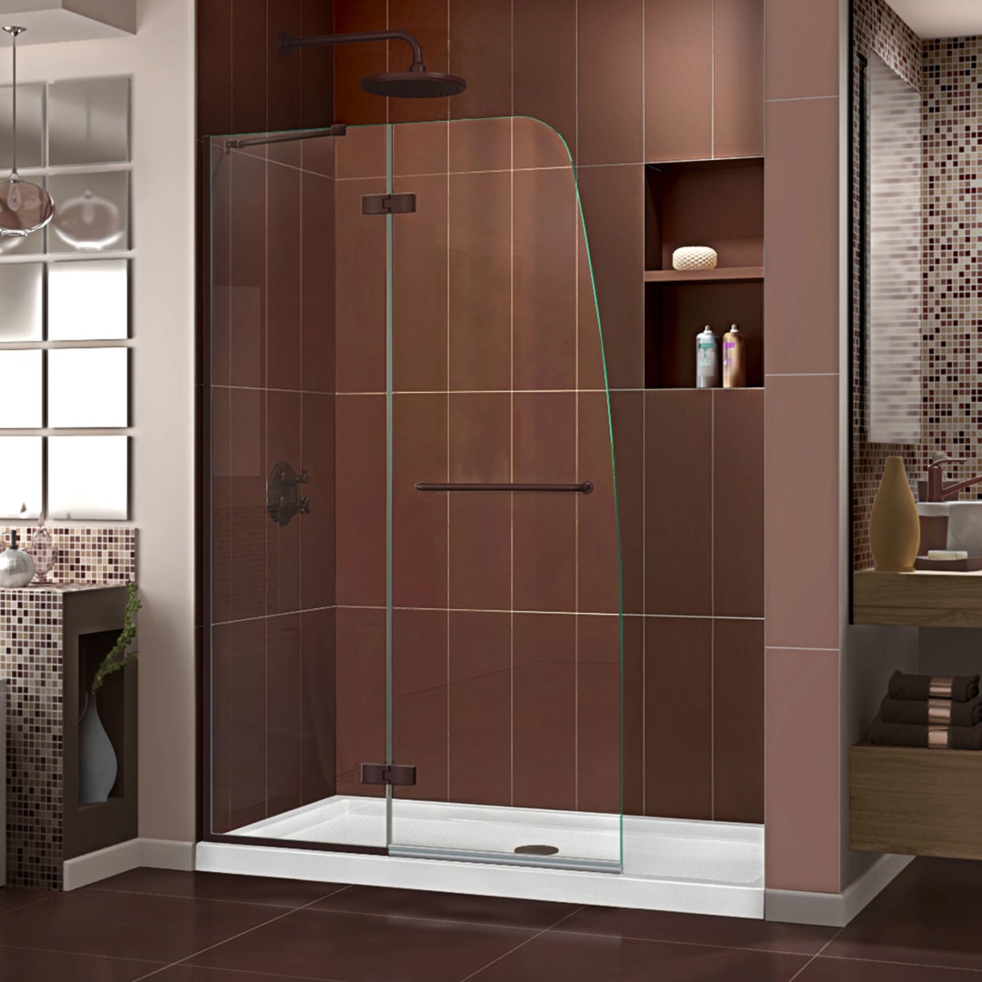 DreamLine Aqua Ultra 45 inch W x 72 inch H Frameless Hinged Shower Door in Oil Rubbed Bronze