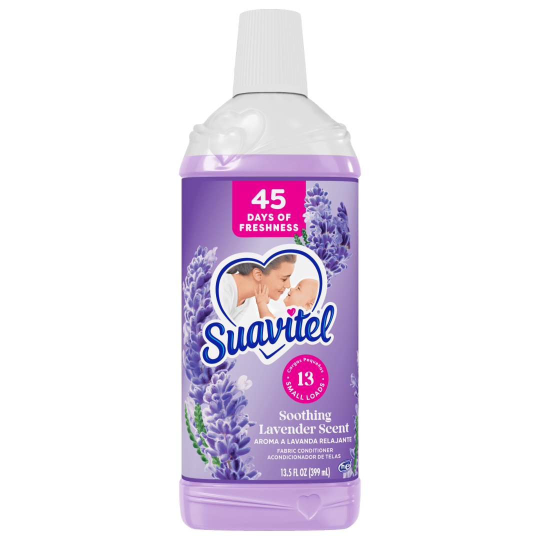 Suavitel Fabric Conditioner, Liquid Fabric Softener, 45 Days of Freshness, HE Compatible, 13 Small Loads, Soothing Lavender Scent, 13.5 fl oz Bottle