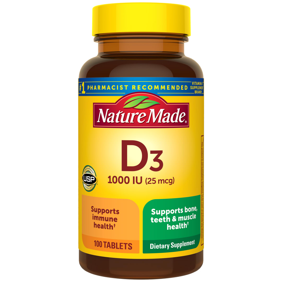 Nature Made Vitamin D3 1000 IU (25 mcg) Tablets, 100 Count