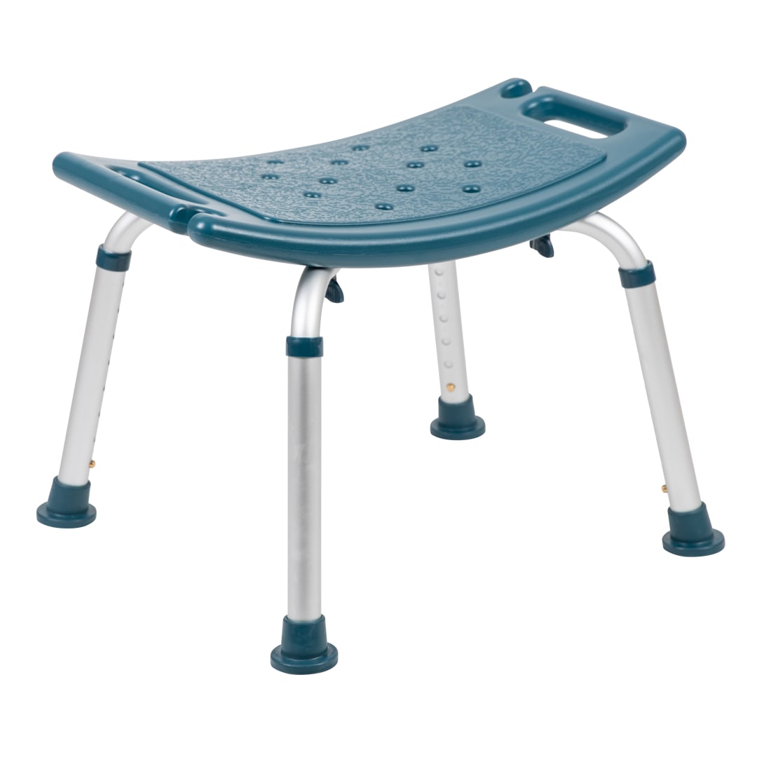 HERCULES Series Tool-Free and Quick Assembly, 300 Lb. Capacity, Adjustable Navy Bath &amp; Shower Chair with Non-slip Feet
