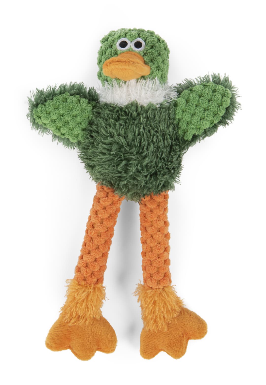 goDog Checkers Skinny Duck Squeaky Plush Dog Toy With Chew Guard Technology, Mini