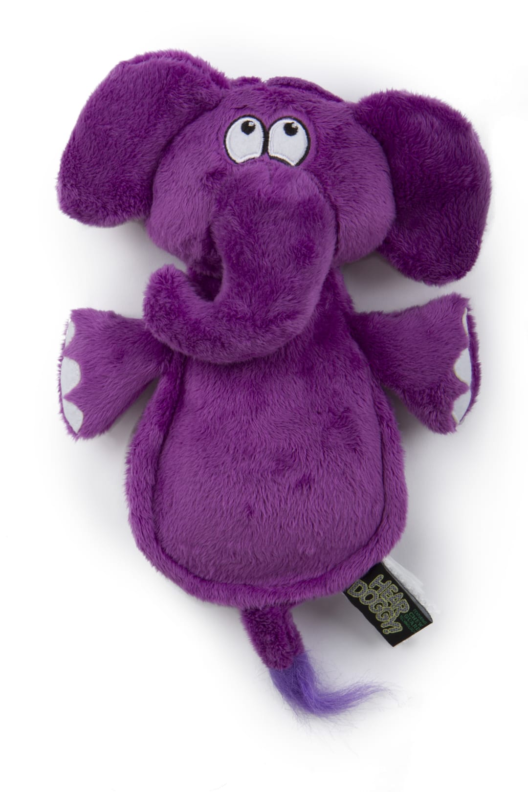 HEAR DOGGY! Flattie Elephant Silent Squeak Plush Dog Toy With Chew Guard Technology, Large