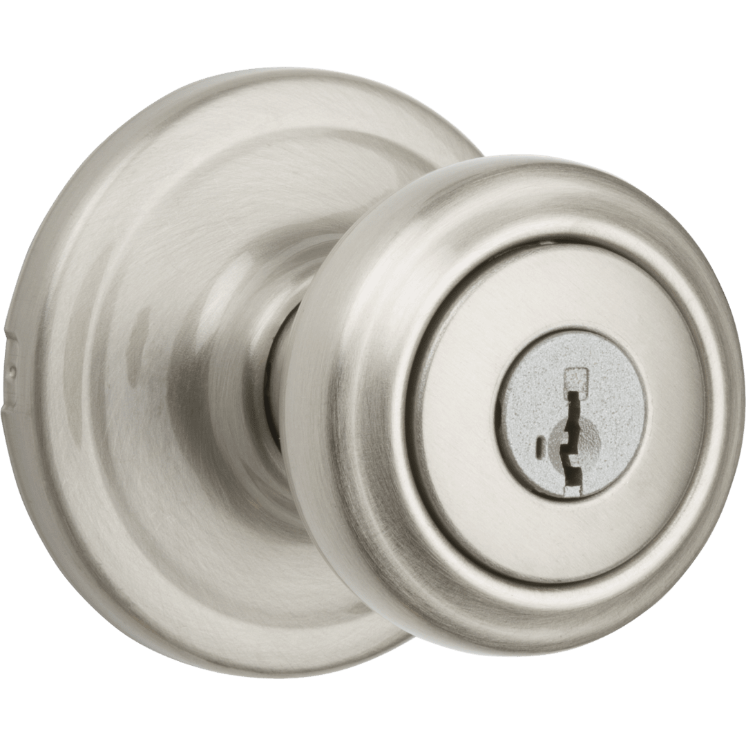 Cameron Keyed Entry Knob featuring SmartKey Security™ in Satin Nickel