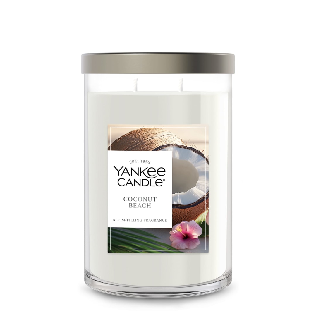 Yankee Candle® Large Tumbler Scented Candle with up to 80 Hour Burn Time, Premium Plant Wax Blend for Consistent Burn, 20 oz Tumbler Candle with Room Filling Fragrance, Coconut Beach